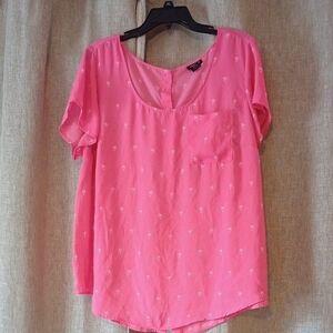 Women’s Pink Short-Sleeve Pocket Blouse